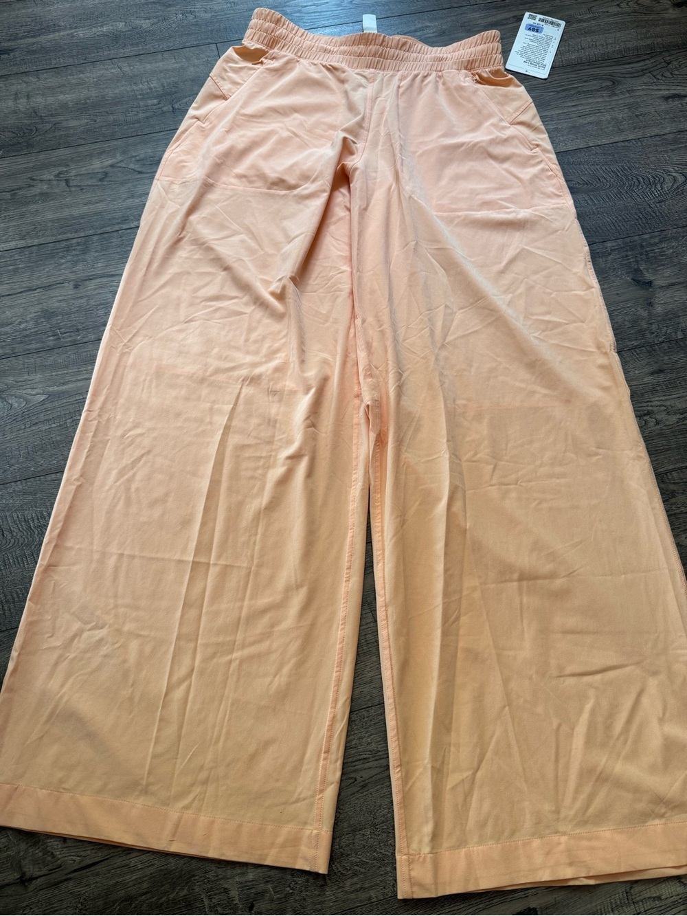 Light Peach Wide-Leg Lounge Pants with Elastic Waist